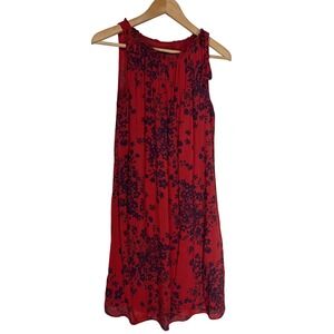 Made in Italy Red Floral Sleeveless Shift Dress 22" Wide 34"‎ Log